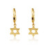 Yellow Gold Jewish Star Of David Cuban Link Huggie Earrings
