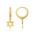 Yellow Gold Jewish Star Of David Cuban Link Huggie Earrings