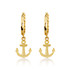 Yellow Gold Nautical Anchor Cuban Link Huggie Earrings