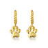 Yellow Gold Pet Dog Paw Print Cuban Link Huggie Earrings
