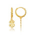 Yellow Gold Dollar Sign Cuban Link Huggie Earrings