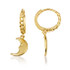 Yellow Gold Crescent Moon Face Huggie Earring