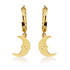 Yellow Gold Crescent Moon Face Huggie Earring