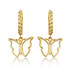 Yellow Gold Butterfly Open Cuban Link Huggie Earrings