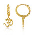 Yellow Gold Spiritual Om Symbol Cuban Link Huggie Earrings