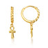 Yellow Gold Egyptian Ankh Cuban Link Huggie Earrings