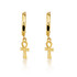 Yellow Gold Egyptian Ankh Cuban Link Huggie Earrings