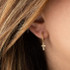 Yellow Gold Cross Crucifix Jesus Christ Milgrain Cuban Link Huggie Earrings
