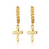 Yellow Gold Cross Crucifix Jesus Christ Milgrain Cuban Link Huggie Earrings