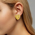14K Yellow Gold Nugget Diamond-Cut Heart Stud Earrings (3 sizes)