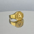 Men's Yellow Gold Letter Initial Octagon Signet Ring
