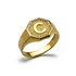 Men's Yellow Gold Letter Initial Octagon Signet Ring