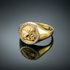 Gold Cupid Cherub Angel Halo Diamond Round Signet Ring