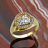 Gold Cupid Cherub Angel Halo Diamond Round Signet Ring