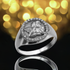Gold Cupid Cherub Angel Halo CZ Round Signet Ring