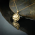 Polished Gold Lotus Flower in Circle Yoga Pendant Necklace