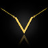 14K Polished Gold Chevron V Necklace