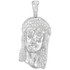 White Gold Jesus Face CZ Pendant