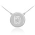 14k White Gold Letter "D" Initial Diamond Disc Necklace