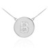 14k White Gold Letter "B" Initial Diamond Disc Necklace