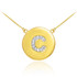 14k Gold Letter "C" Initial Diamond Disc Necklace