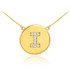 14k Gold Letter "I" Initial Diamond Disc Necklace