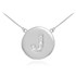 14k White Gold Letter "J" Initial Diamond Disc Necklace