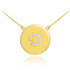 14k Gold Letter "O" Initial Diamond Disc Necklace