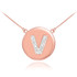 14k Rose Gold Letter "V" Initial Diamond Disc Necklace