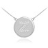 14k White Gold Letter "Z" Initial Diamond Disc Necklace