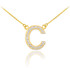 14k Gold Letter "C" Diamond Initial Monogram Necklace
