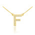 14k Gold Letter "F" Diamond Initial Necklace