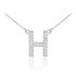 14k White Gold Letter "H" Diamond Initial Necklace