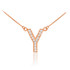 14k Rose Gold Letter "Y" Diamond Initial Necklace