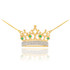 14K Gold Royal Crown Necklace with Emeralds & Diamonds