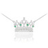 14K White Gold Royal Crown Necklace with Emeralds & Diamonds
