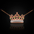 14K Rose Gold Quinceanera Crown Necklace with Emeralds & Diamonds