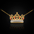 14K Gold Quinceanera Crown Necklace with Ruby & Diamonds