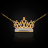14K Gold Quinceanera Crown Necklace with Blue Sapphires & Diamonds
