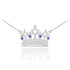 14K White Gold Royal Crown Necklace with Blue Sapphires & Diamonds