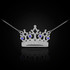 White Gold Crown Necklace with Blue Sapphires & Diamonds