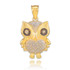 Gold Owl Charm Pendant  Necklace with Diamonds