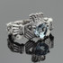 White Gold Aquamarine Diamond Claddagh Ring