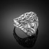 White Gold Jesus Face Diamond Cut Ring