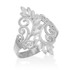 White Gold Filigree Diamond Cut Ring