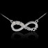 14k White Gold Infinity #1MOM Necklace with Triple CZ Stones