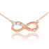 14K Rose Gold Infinity #1MOM Necklace with Triple CZ Birthstones