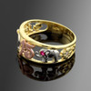 Tri-Tone Gold 15 Anos Quinceanera CZ Ring with Elephants