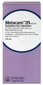 METACAM 20 Injection 20 mg/mL - 250 mL Bottle (Cattle, Sheep, Pigs, Horses)