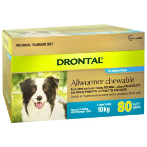 Drontal Allwormer Chewable for Medium Dogs 80s